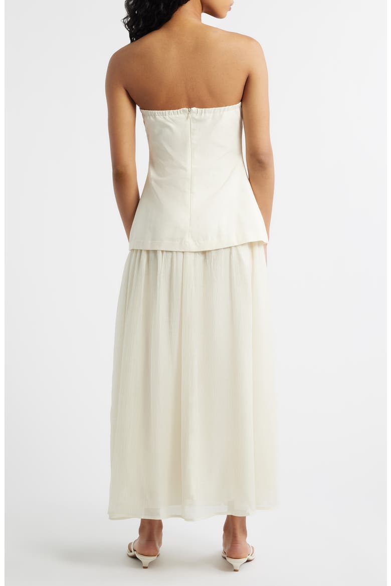 Strapless Mixed Media Maxi Dress, Alternate, color, CREAM