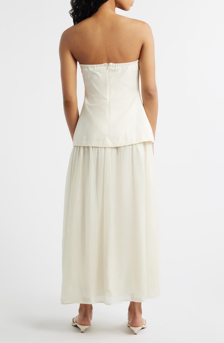 MOON RIVER Strapless Mixed Media Maxi Dress, Alternate, color, Cream