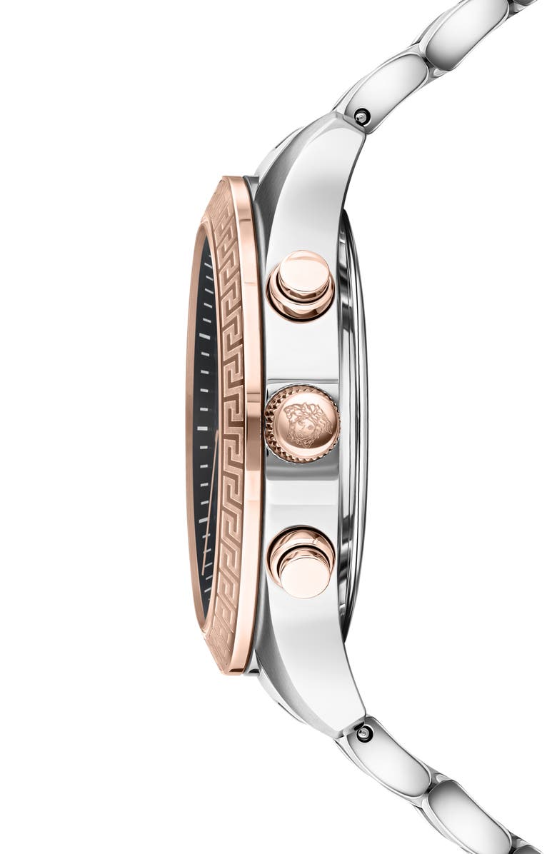 Versace Greca Chronograph Swiss Quartz Bracelet Watch, 40mm, Alternate, color, Two Tone