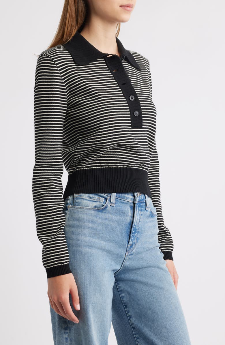 FRAME The Graduate Stripe Cotton Polo Sweater, Alternate, color, Black Multi