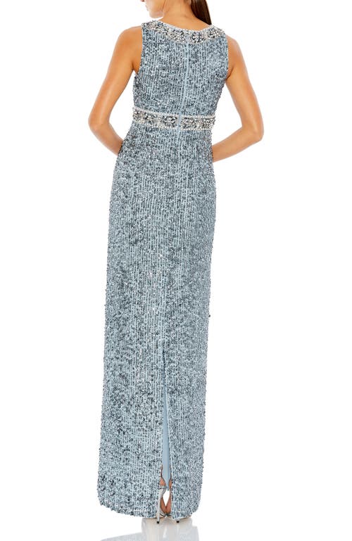 MAC DUGGAL MAC DUGGAL SEQUINED SLEEVELESS EMBELLISHED NECKLINE GOWN