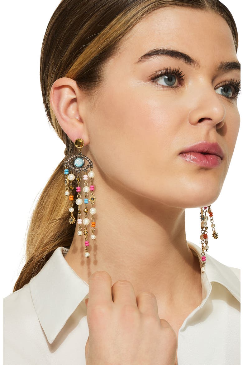 Evil Eye Chandelier Earrings, Alternate, color, MULTI