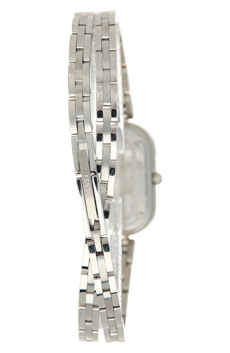 Fendi O'Lock Diamond Accent Oval Link Bracelet Watch, 28.3mm x 14.8mm, Alternate, color, Pink/ Stainless Steel