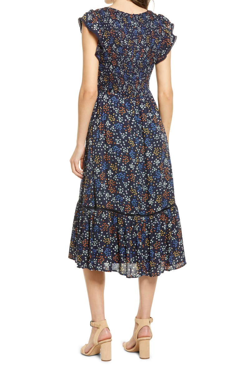 Blossom & Bloom Floral Smocked Dress, Alternate, color, BLACK MULTI