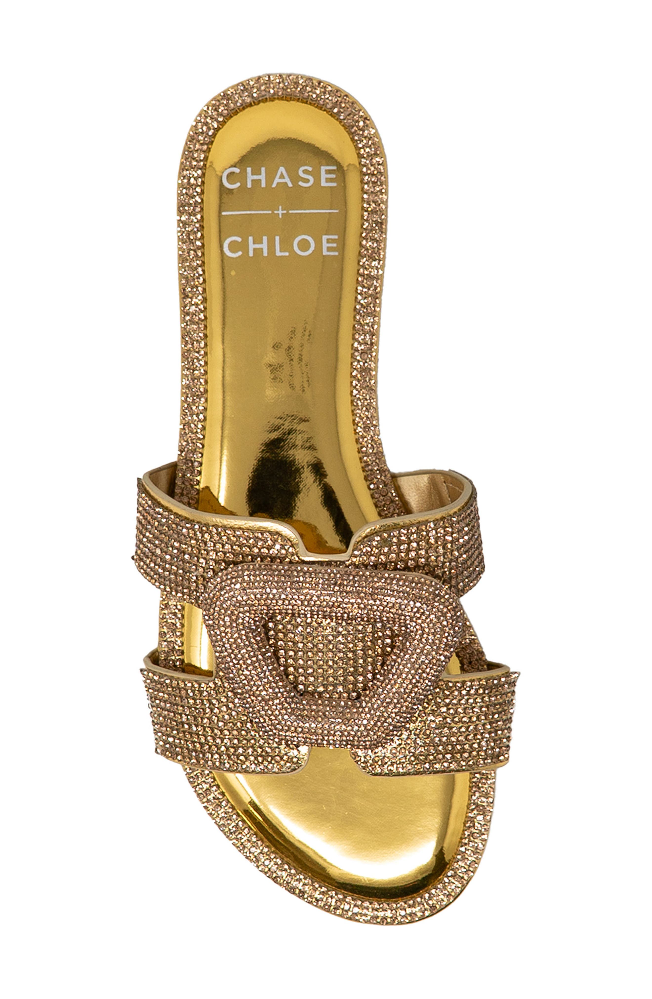 Rhinestone Embellished Slide Sandal, Alternate, color, GOLD METALLIC