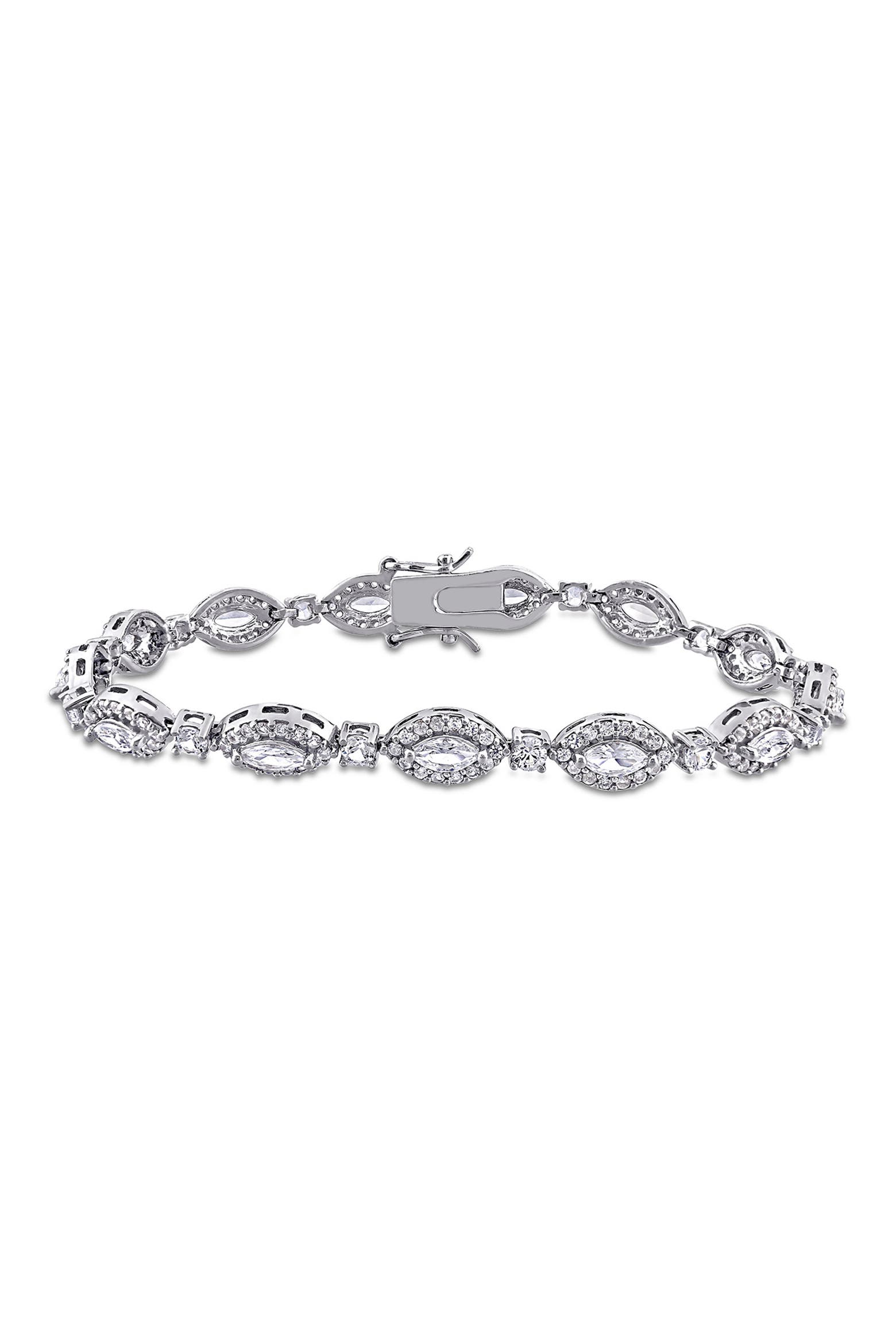 Electronic Lab Storage Racks DELMAR Sterling Silver Marquise Lab Created Sapphire Tennis Bracelet ...