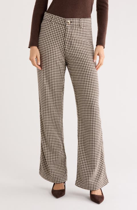 Desi Houndstooth Cotton Wide Leg Pants