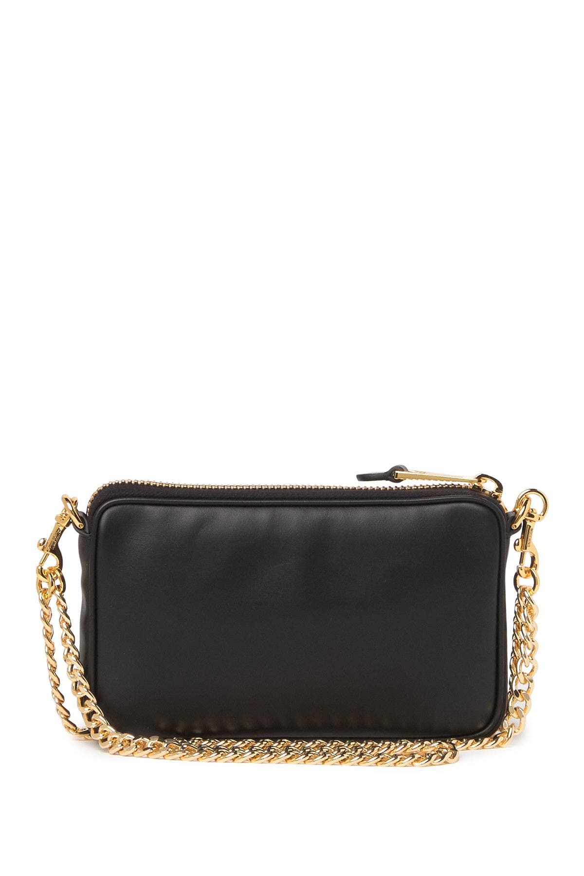 Moschino Logo Chain Strap Leather Crossbody Bag, Alternate, color, 