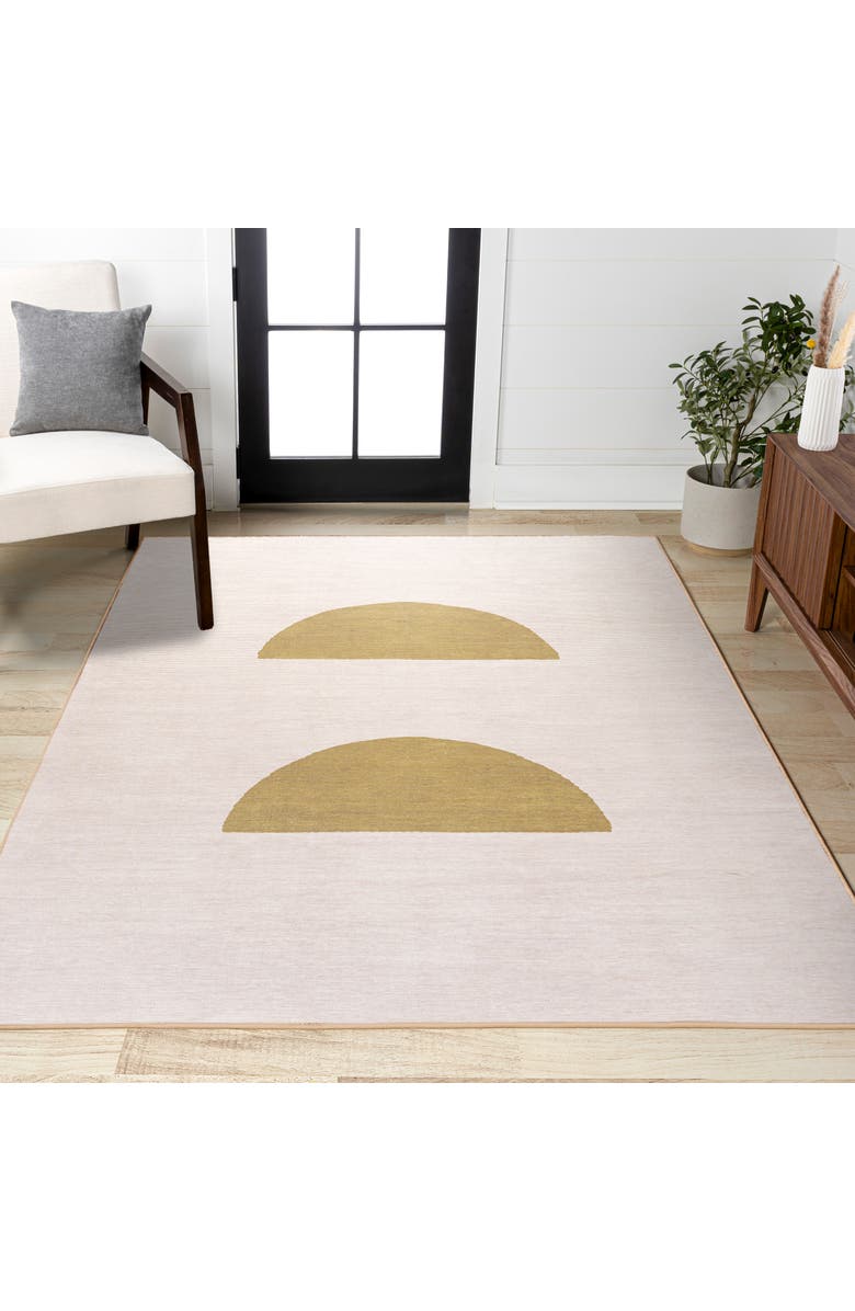 JONATHAN Y Luola Minimalist Geometric Machine-Washable Area Rug, Alternate, color, Cream/Moss