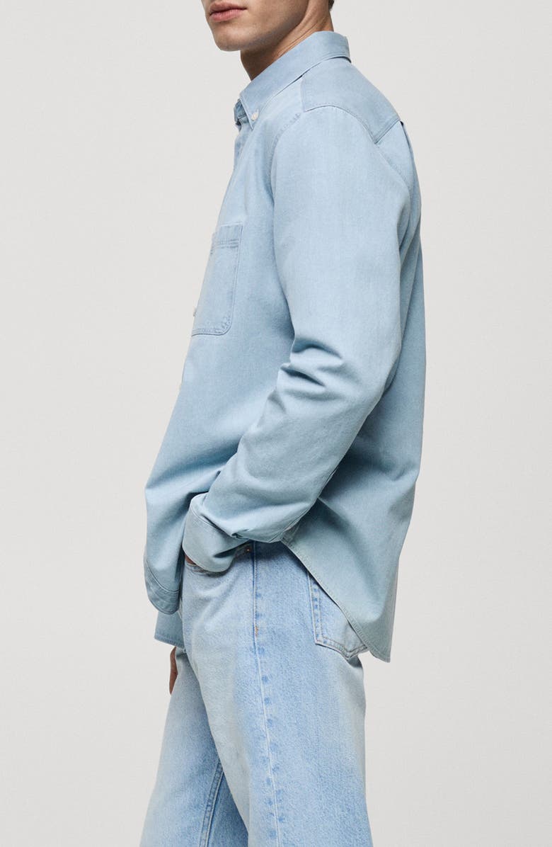 MANGO Regular Fit Denim Button-Up Shirt, Alternate, color, 
