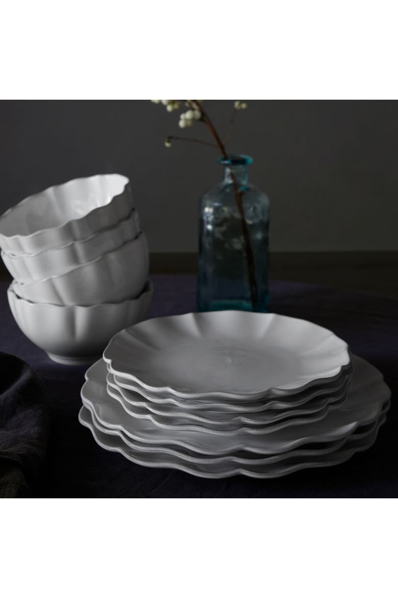 Rosa 12-pc place setting w/ cereal bowl, Alternate, color, White