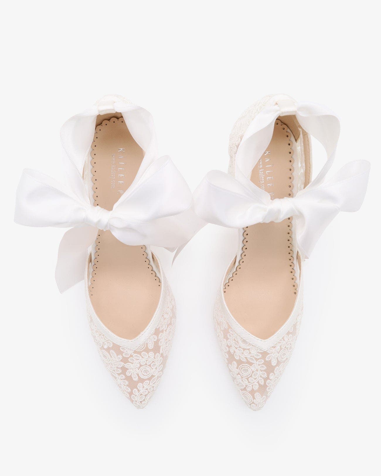 Kailee P Abby Lace Block Heel with Satin Ankle Tie, Alternate, color, White