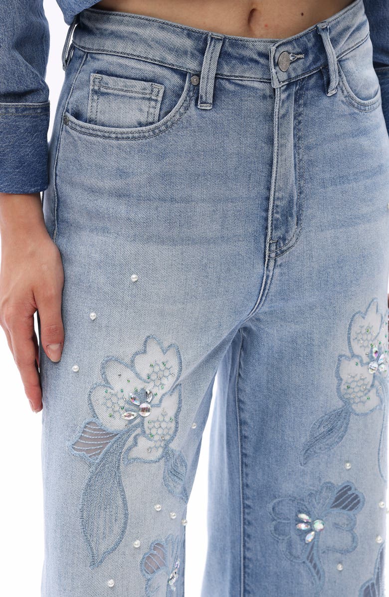 Bayeas Portland Embellished High Waist Wide Leg Jeans, Alternate, color,