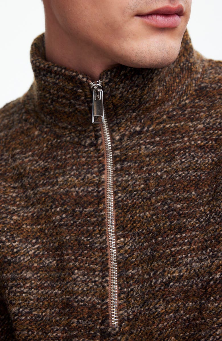 Madewell Bouclé Quarter Zip Pullover, Alternate, color, Brown