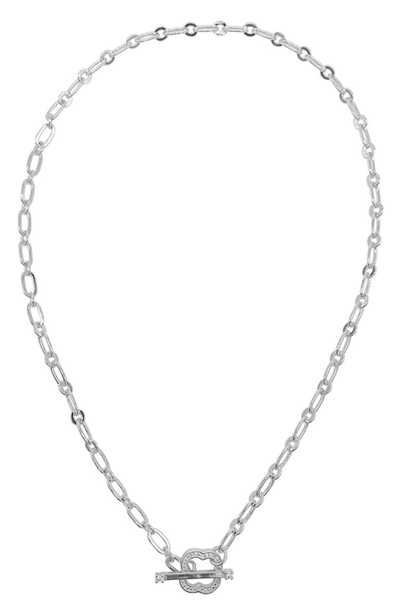 Adornia Crystal Clover Paperclip Chain Necklace, Main, color, 