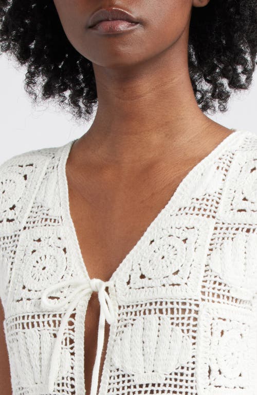 Rails Paz Crochet Stitch Sleeveless Tie Front Top In White