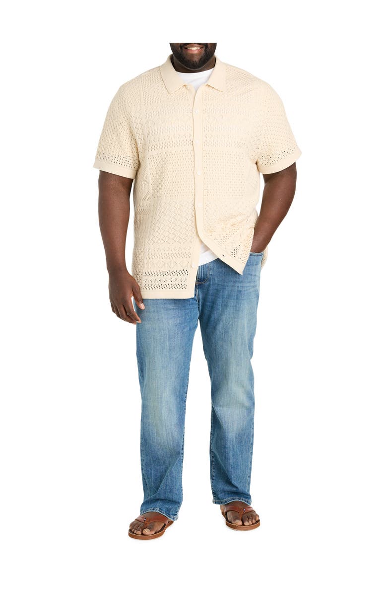 Lucky Brand Big & Tall Crochet Button-Up Sweater, Alternate, color, Whitecap