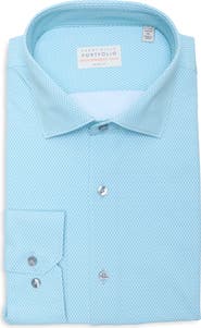 Perry Ellis Slim Fit Geometric Print Performance Tech Dress Shirt