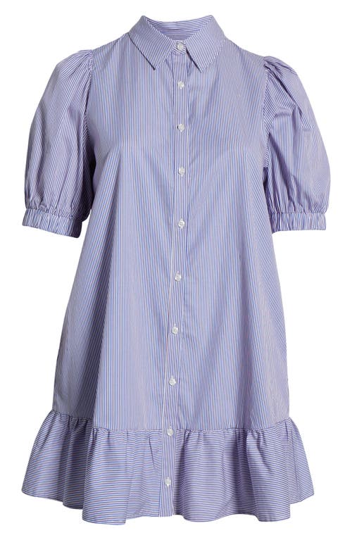 Sugarlips Fannie Striped Levy Button Down Shift Dress In Blue In Multi