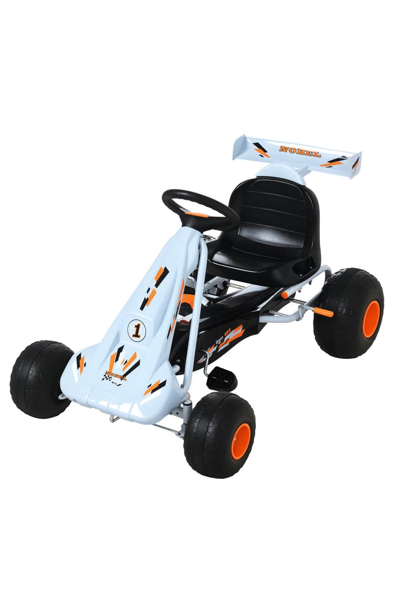 Aosom Kids Pedal Go Kart with Adjustable Seat, Handbrake, Main, color, Light Blue