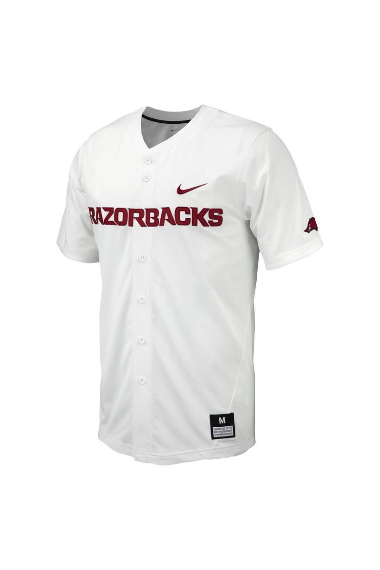 Men's Nike White Arkansas Razorbacks Replica Full-Button Baseball Jersey, Alternate, color, White