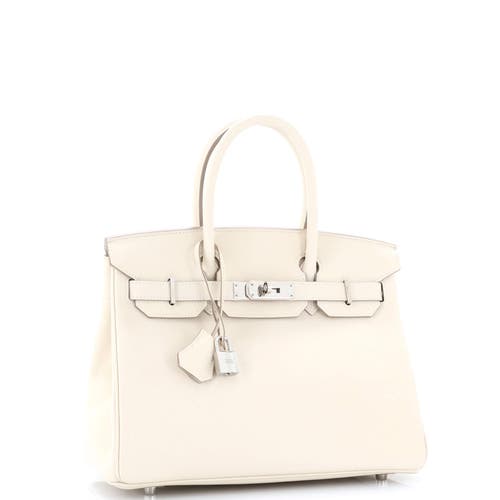 Pre-owned Hermes Hermes Birkin Handbag Light Epsom With Palladium Hardware 30 In White