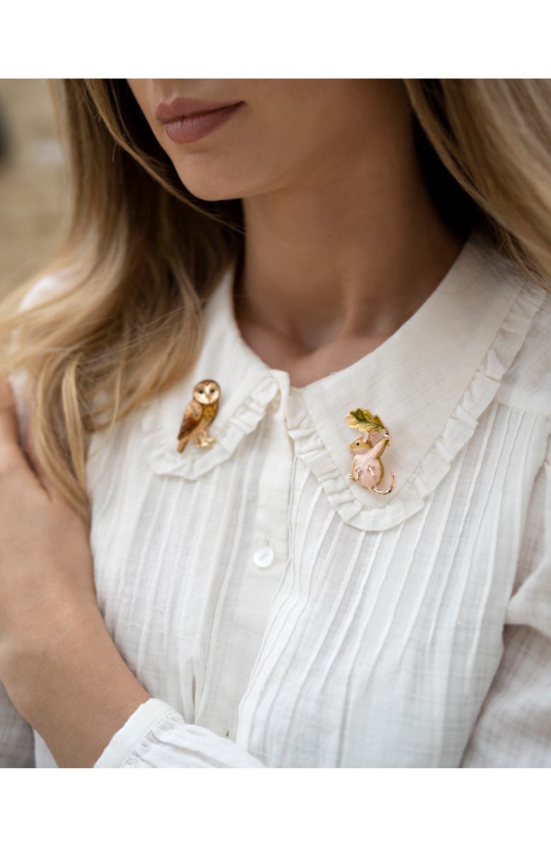 Fable England Enamel Dormouse Brooch, Alternate, color, Multi & Gold