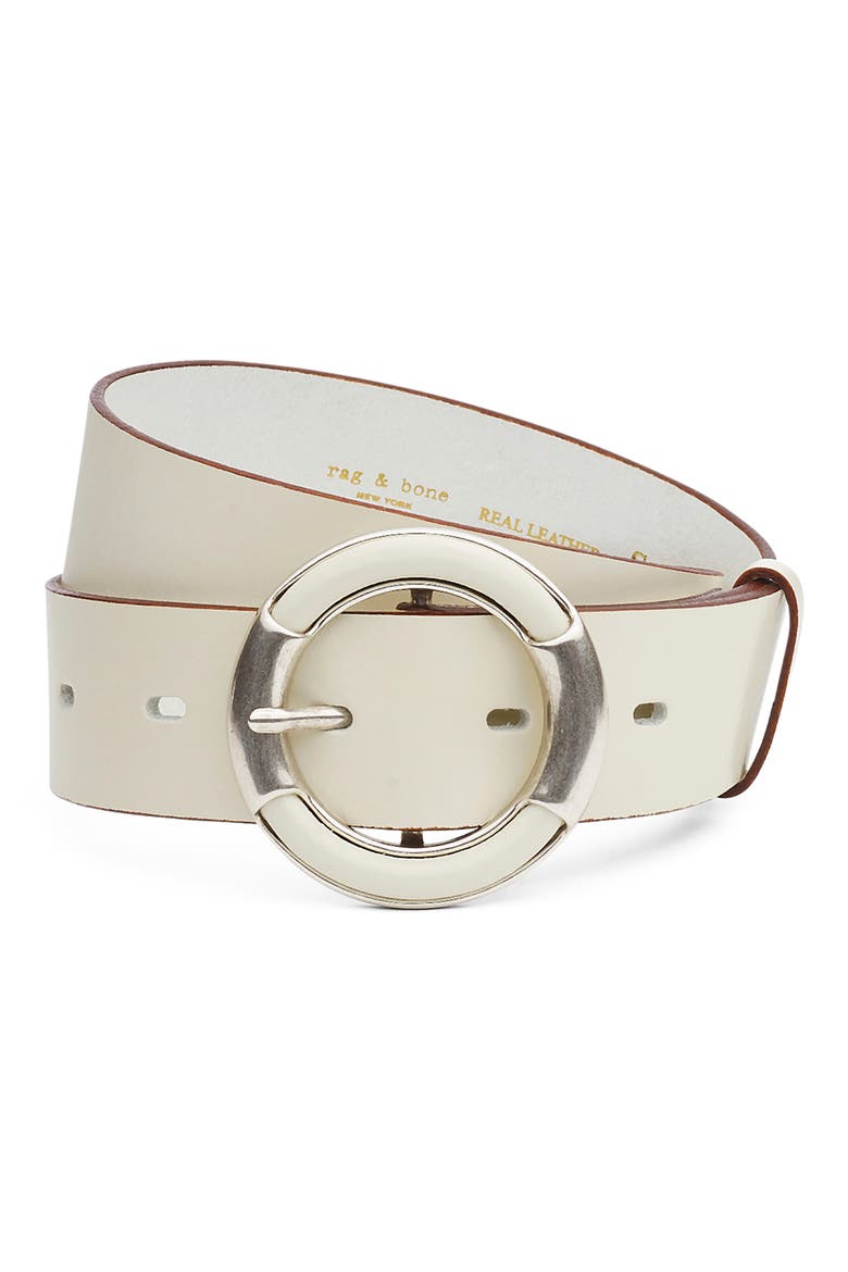 Marina Leather Belt, Main, color, ANTIQUE WHITE