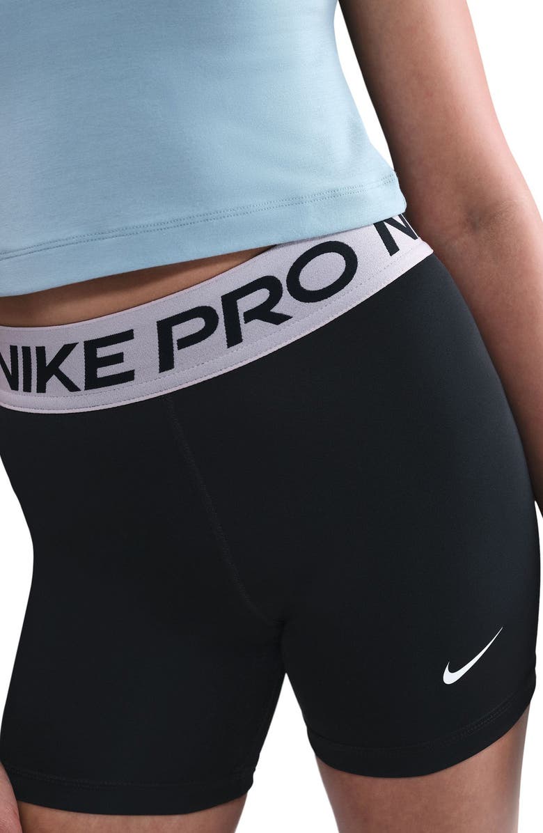 Nike Kids' Pro Shorts, Alternate, color, Black/ Platinum Violet/ White
