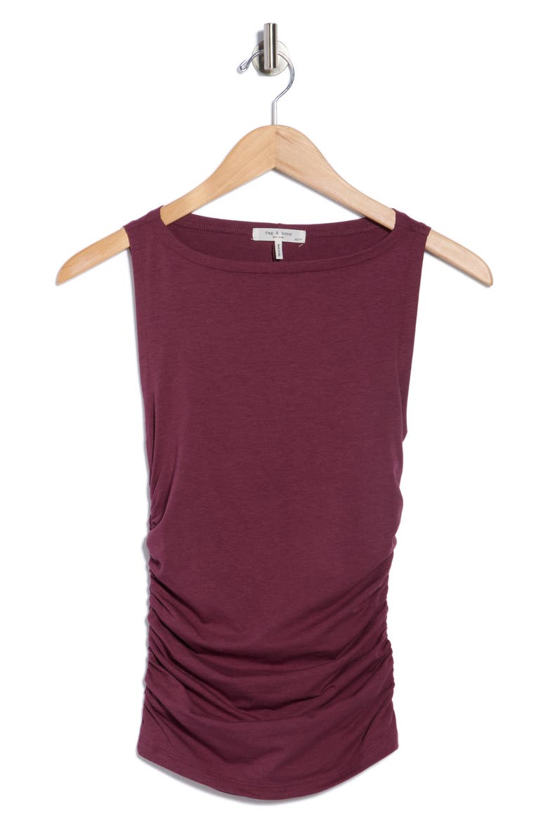 Lucy Ruched Sleeveless Top, Alternate, color, DARK BURGUNDY