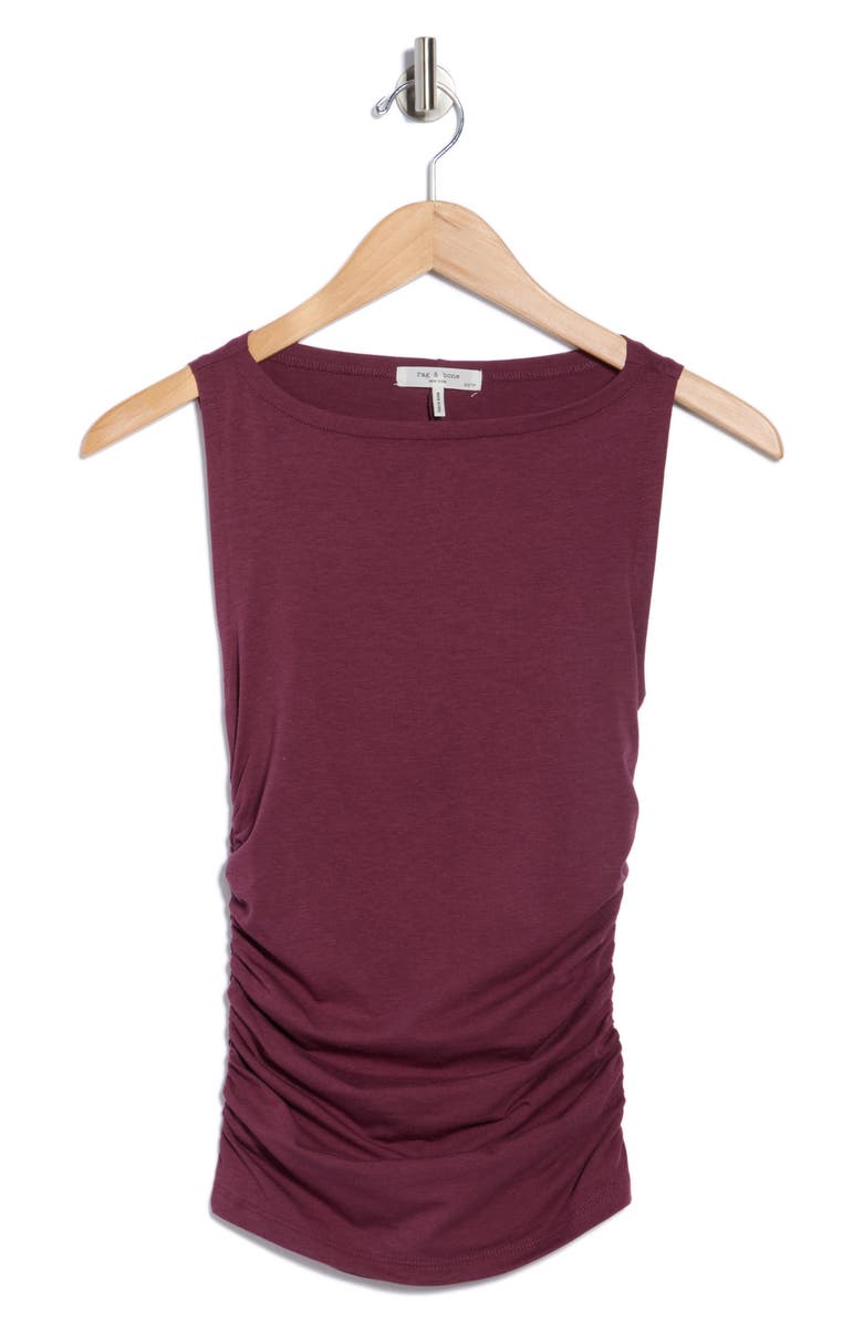 rag & bone Lucy Ruched Sleeveless Top, Alternate, color, Dark Burgundy