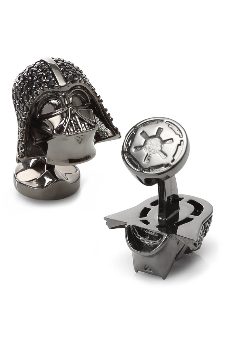 Men's Star Wars Darth Vader Crystal Cuff Link & Stud Set, Alternate, color, BLACK