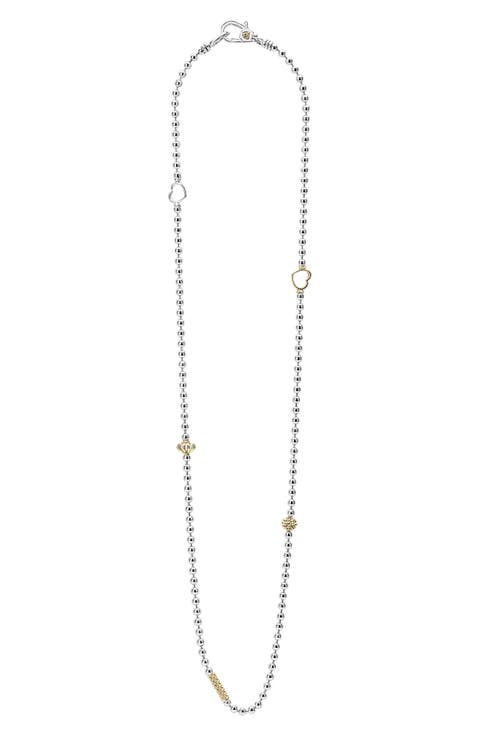 Signature Caviar Beaded Station Necklace