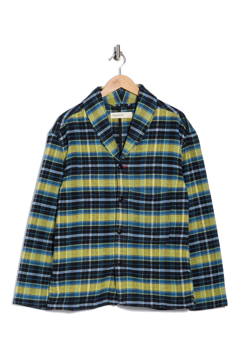 Plaid Flannel Shawl Collar Button-Up Shirt, Alternate, color, IMPERFECT GLITCH