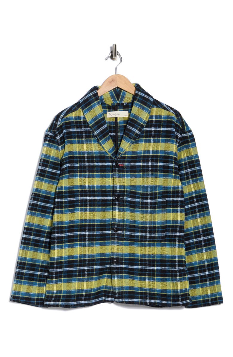 Imperfects Plaid Flannel Shawl Collar Button-Up Shirt, Main, color, Imperfect Glitch