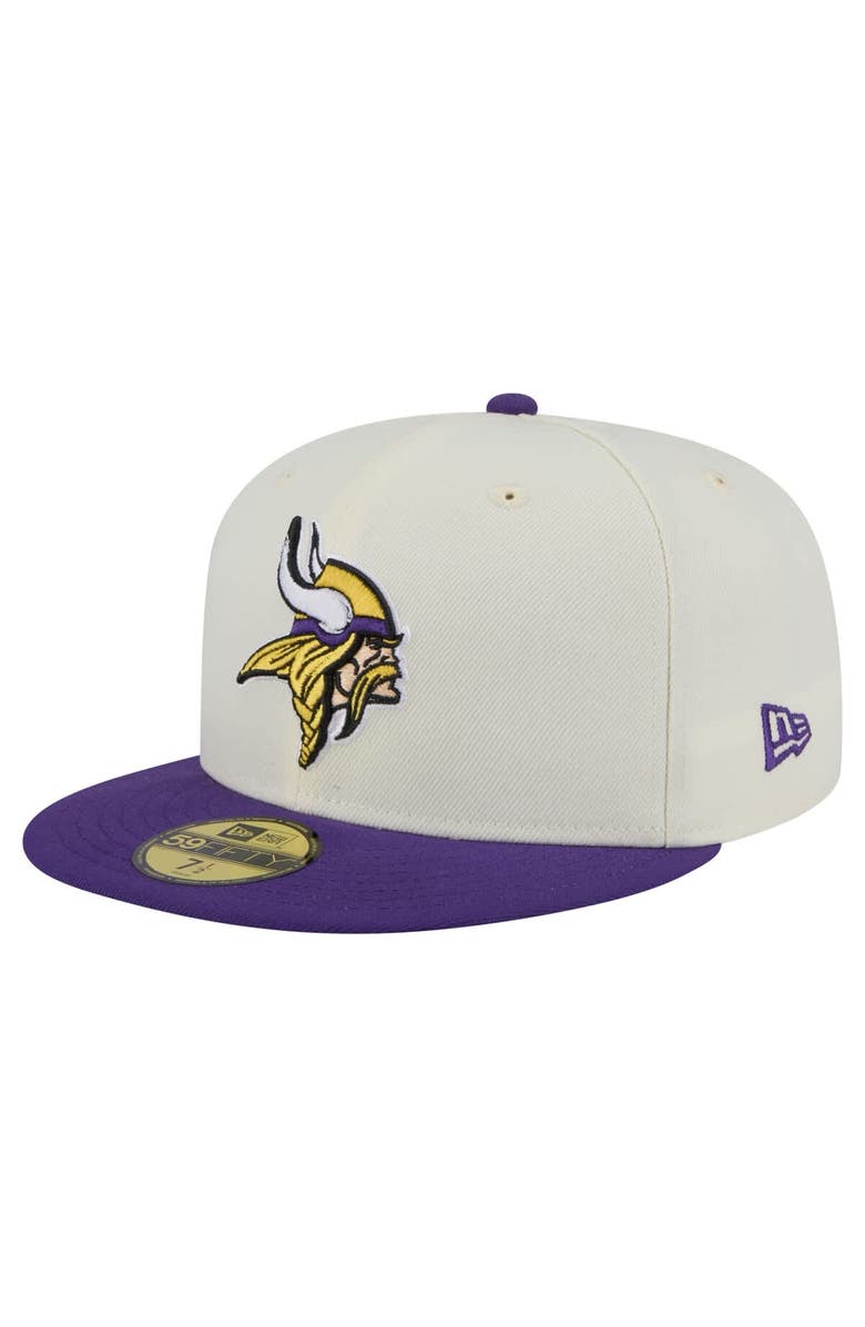 New Era Men's New Era  Cream/Purple Minnesota Vikings Main 59FIFTY Fitted Hat, Main, color, 