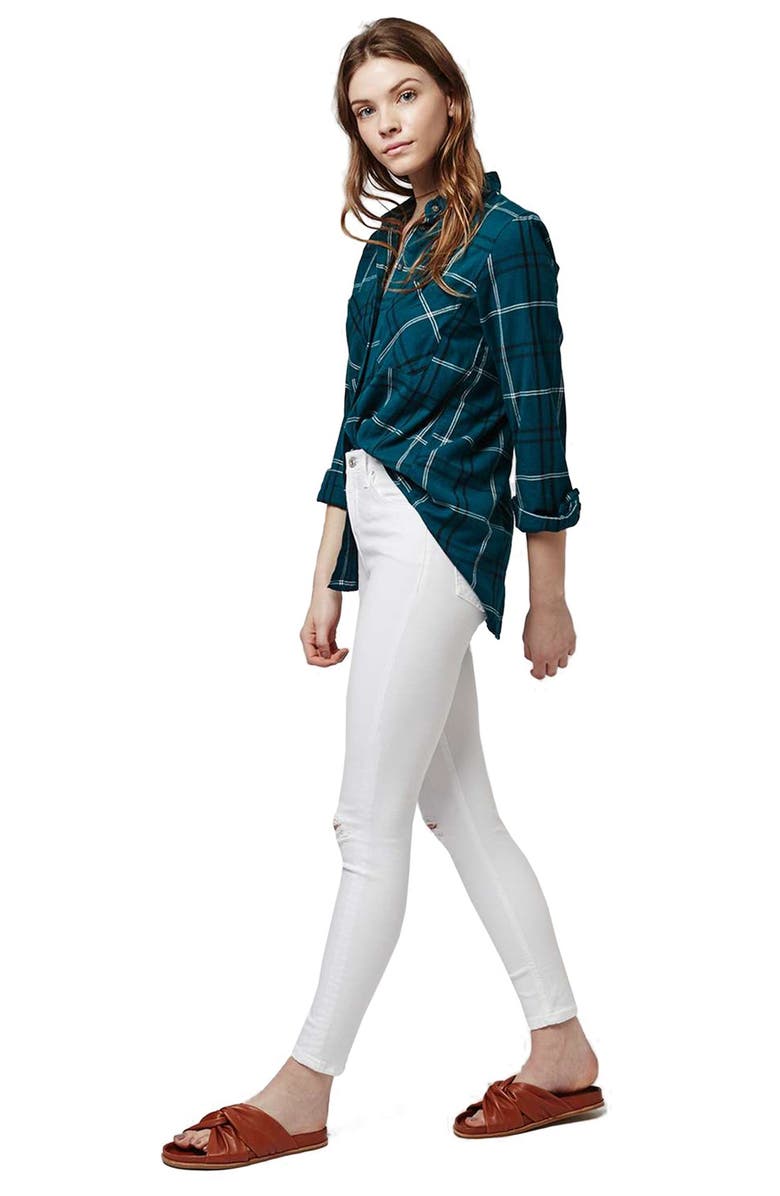 Topshop 'Jamie - Super Ripped' High Waist Skinny Jeans, Alternate, color, White