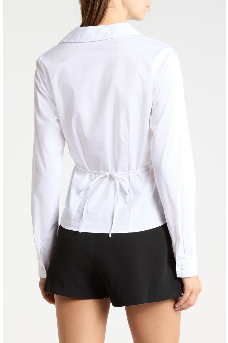 Long Sleeve Button Down Shirt with Tie, Alternate, color, WHITE