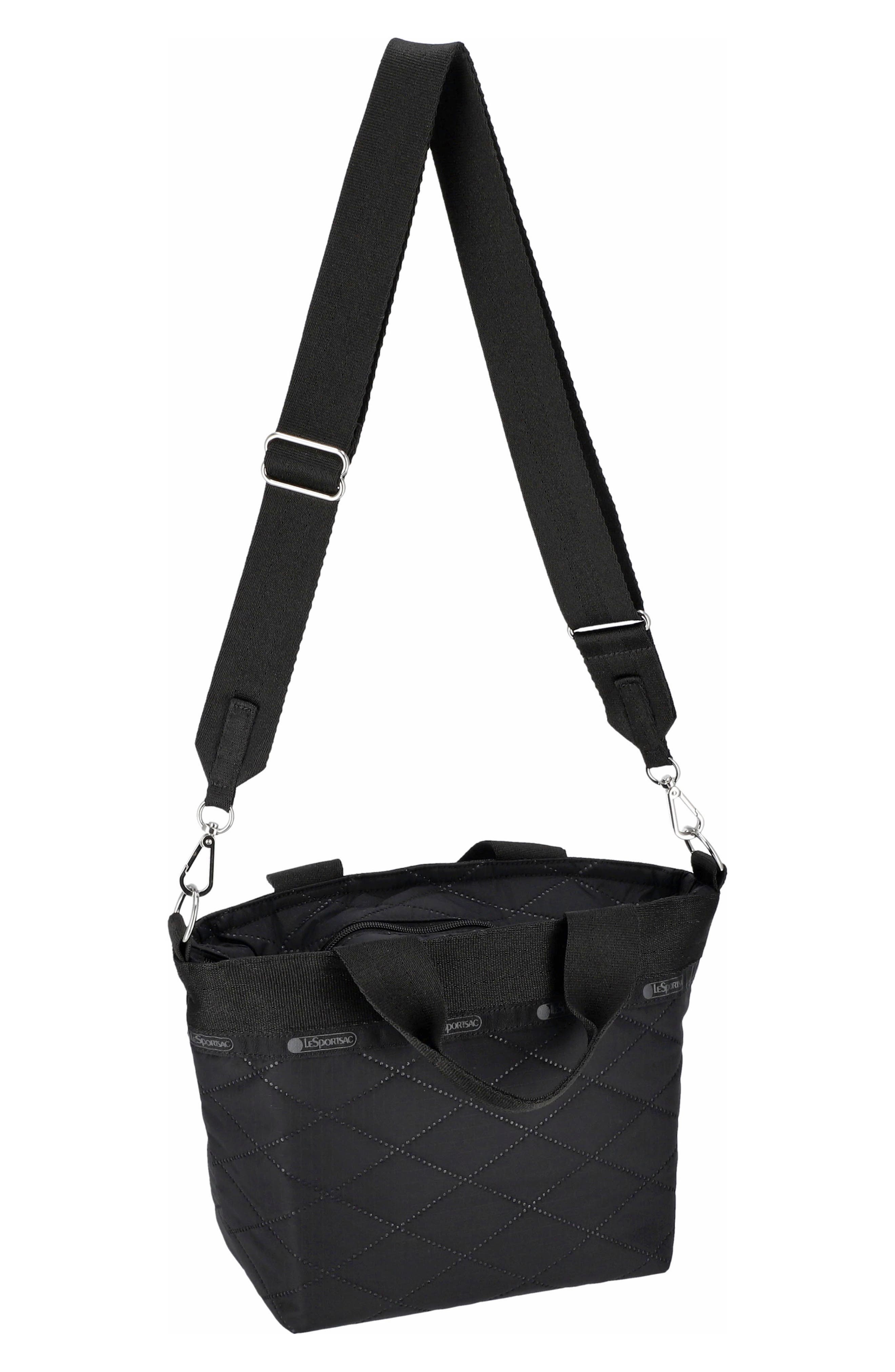 LeSportsac Small Bucket Tote Bag, Alternate, color, Black Cross Deboss