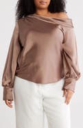 Renee C Drop Shoulder Satin Top
