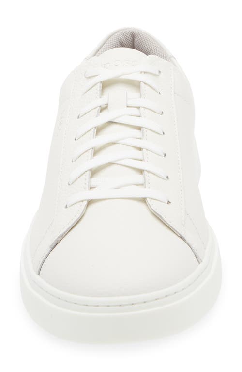 Hugo Boss Boss Grained Leather Sneaker In White