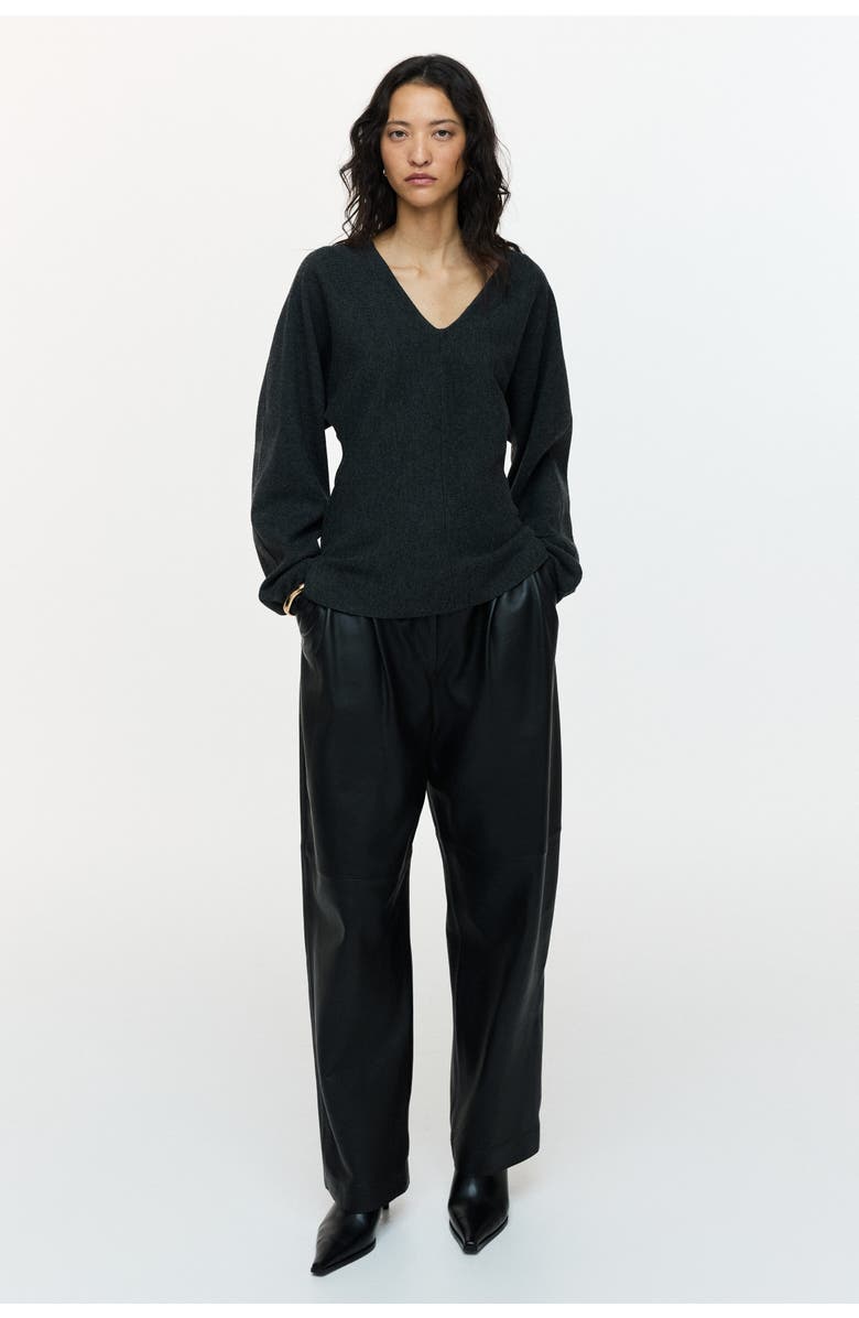 H&M Knitted V-neck Top, Alternate, color, Dark Gray