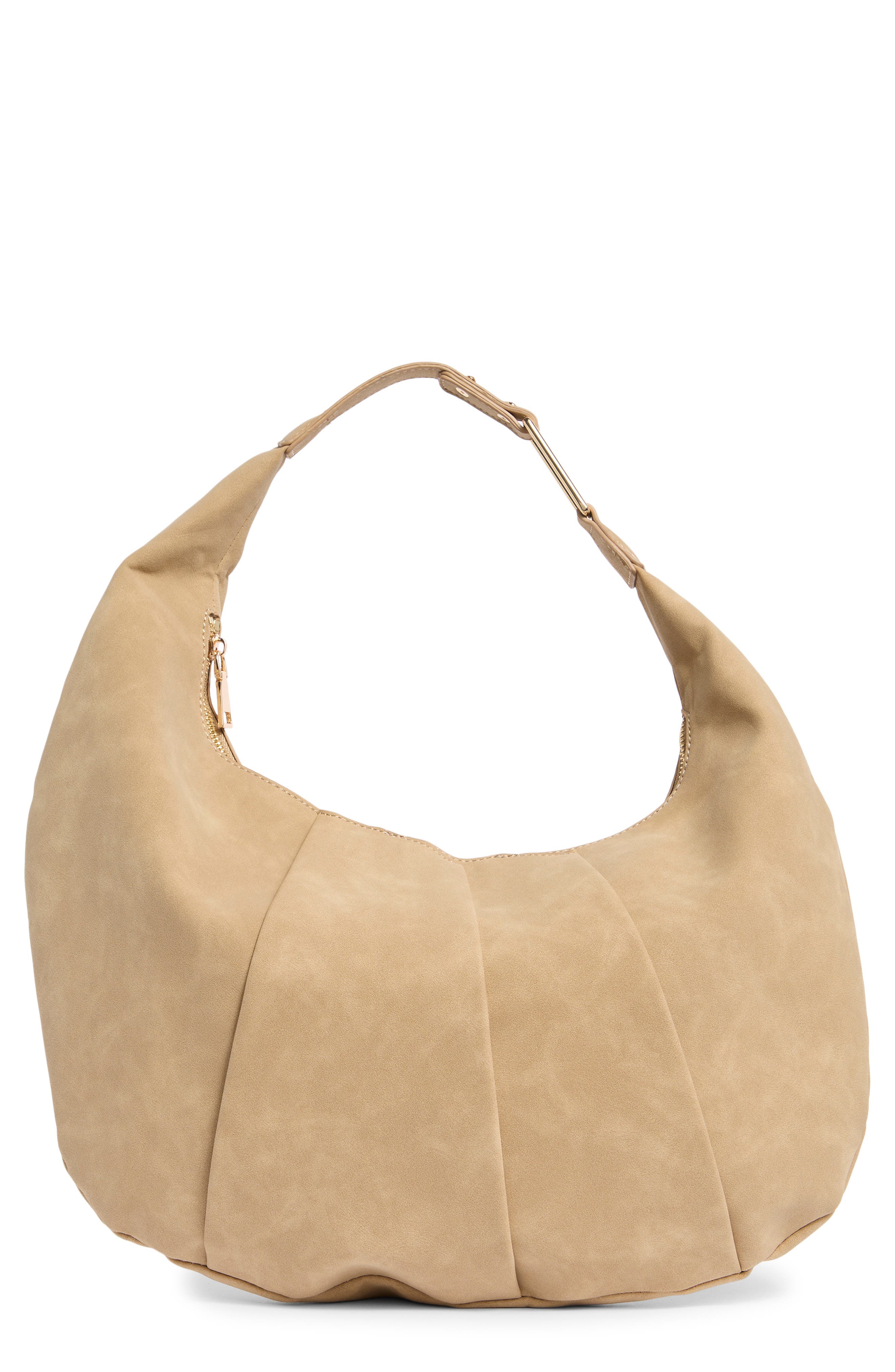URBAN EXPRESSIONS HANDBAGS Faux Suede Hobo Bag, Main, color, Camel