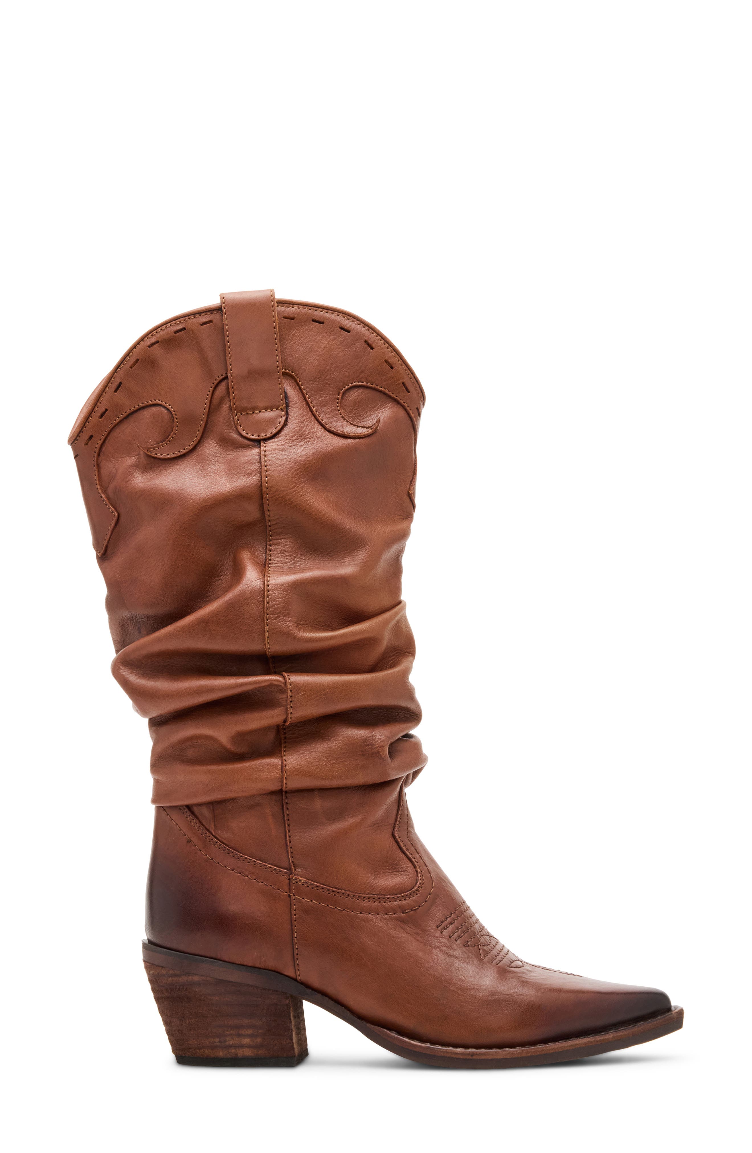 Steve Madden Stage Slouch Boot, Alternate, color, Cognac Leather