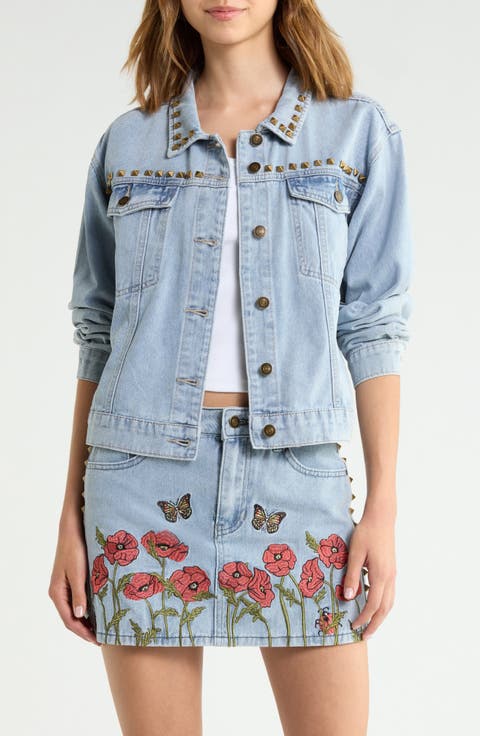 Nina Studded Denim Trucker Jacket