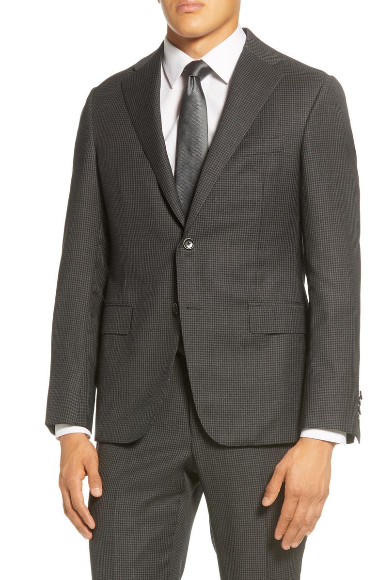 Hickey Freeman Classic Fit Houndstooth Wool Suit, Alternate, color,