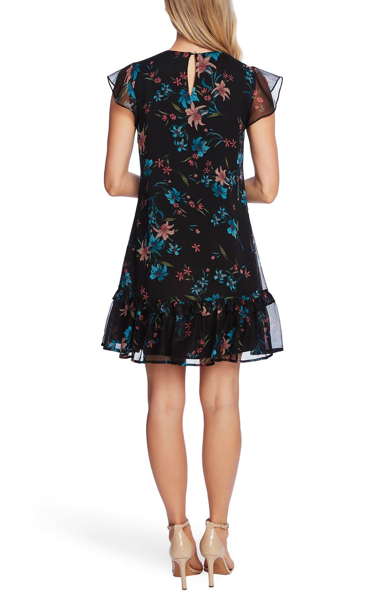 CeCe Expresive Lillies Flutter Sleeve Dress, Alternate, color, 