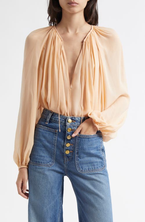 Ulla Johnson Safa Tie Neck Silk Top In Peony