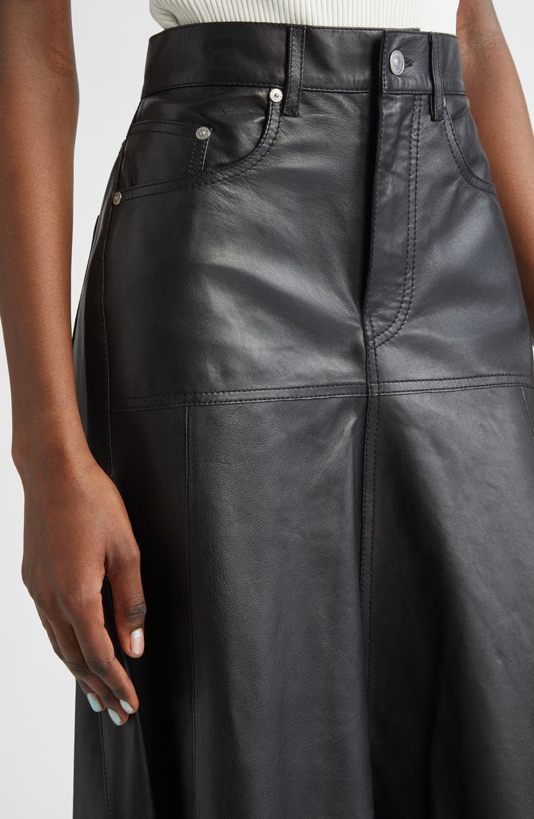 Victoria Beckham Paneled Leather Midi Skirt, Alternate, color, 
