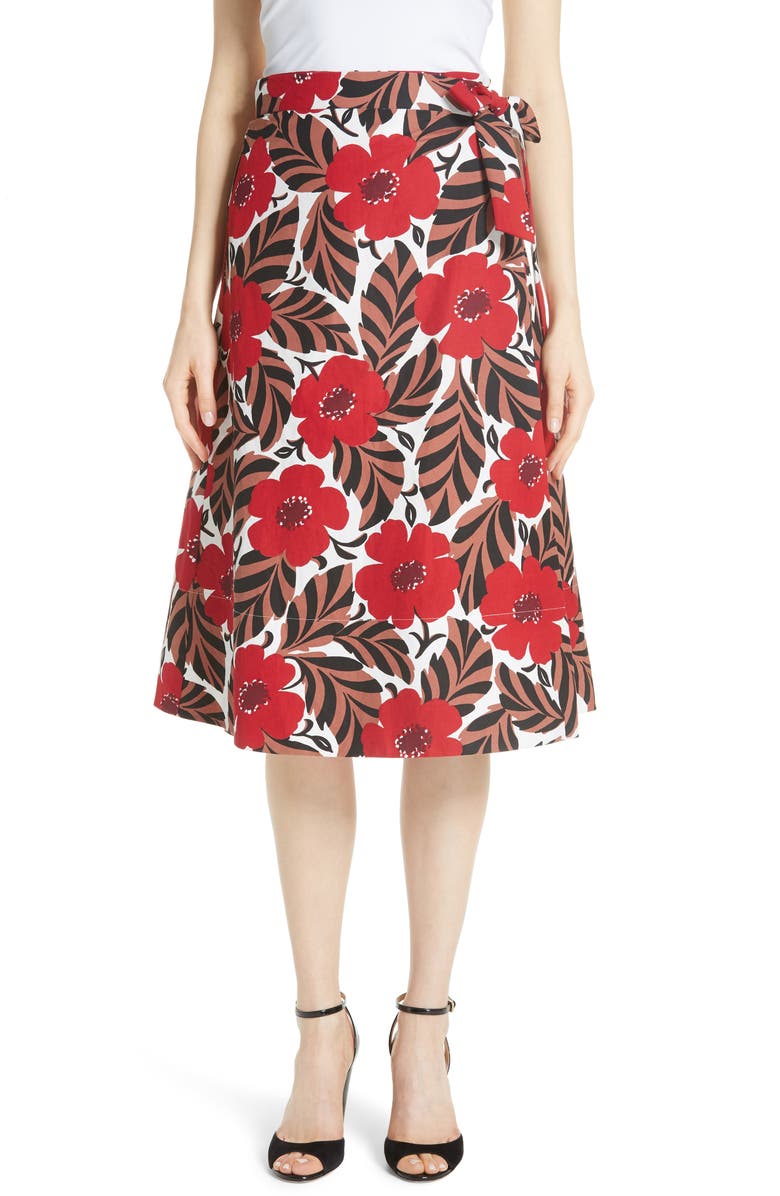 ZDNU KATE SPADE kate spade new york poppy field wrap skirt, Main, color,